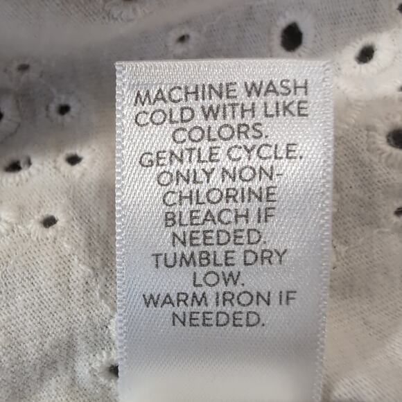 J. Jill Cream Cotton Knit Eyelet A-Line Blouse, size petite medium - Picture 8 of 10